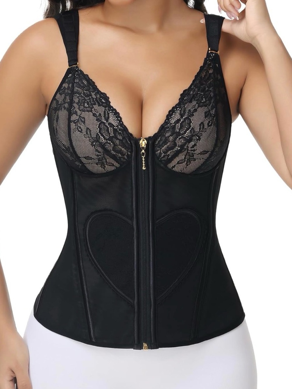 SHAPSHE Waist Trainer for Women Corset Tummy Control Faja with Lace Bra